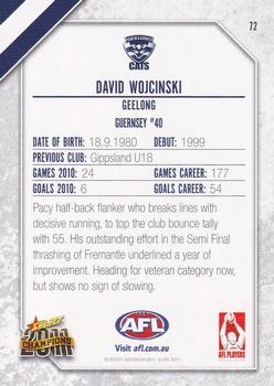 2011 Select AFL Champions #72 David Wojcinski Back